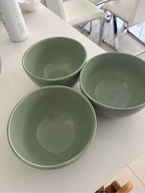 Set of 3 Sage Green Ceramic Bowls